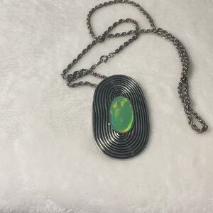 Contemporary Green and Silver Necklace with Modern Design #288